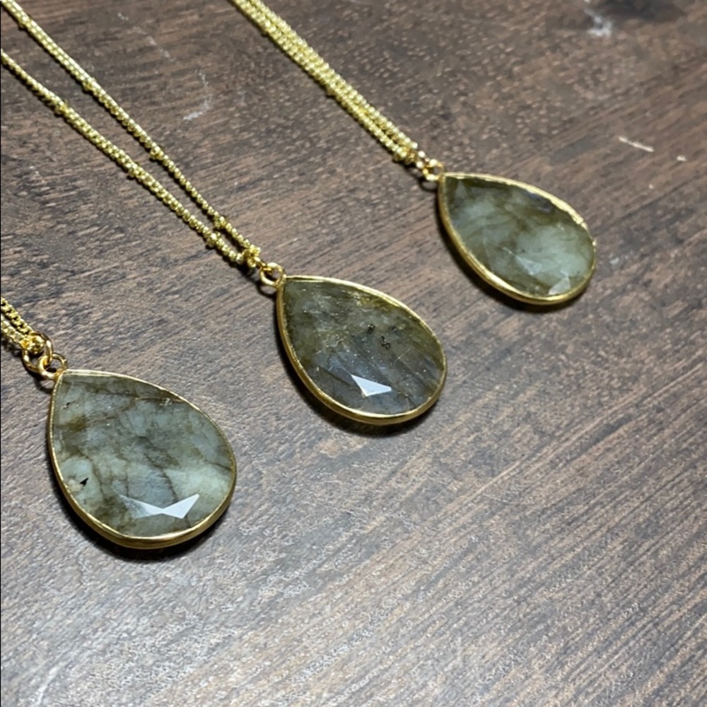 Ladradorite Nebula 14k Boho Necklace - Picture 2 of 8